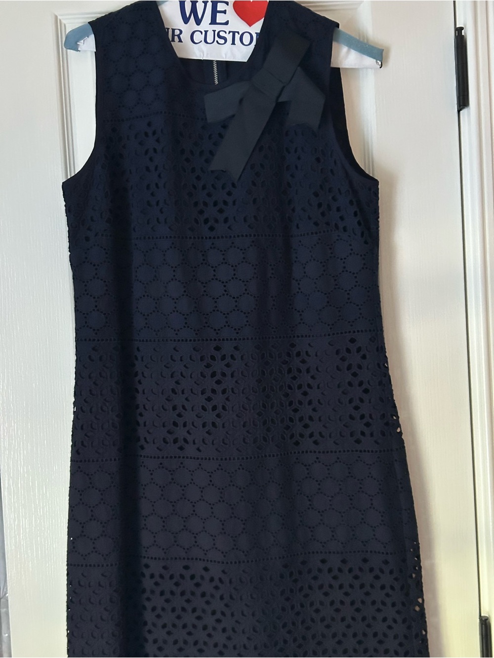 Karl Lagerfeld Sleeveless navy  Shift Dress with Bow Detail